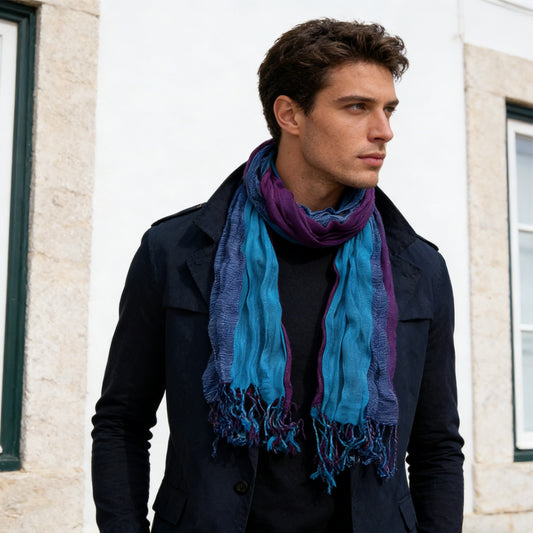 Sky Blue Dyed Crinkle Scarf,vacation,daily Life,evening Party,Office Appropriate Subtlety For Women Men,for Casual Outfits