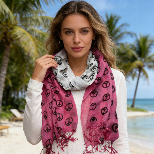 Hot Pink Semi Sheer Scarf , Delicate Drape For Warm Days,Office Appropriate Subtlety For Women Men