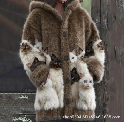 Womens Printed Casual Sweatshirt Jacket