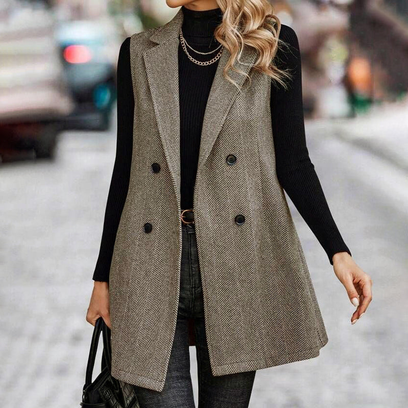 Women's Sleeveless Blazer Vest, Trendy Fall Winter Business Casual Cardigan