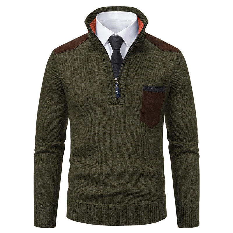 Men's Fleece-lined Thickened Slim Fit Pullover Keep Warm Knitwear