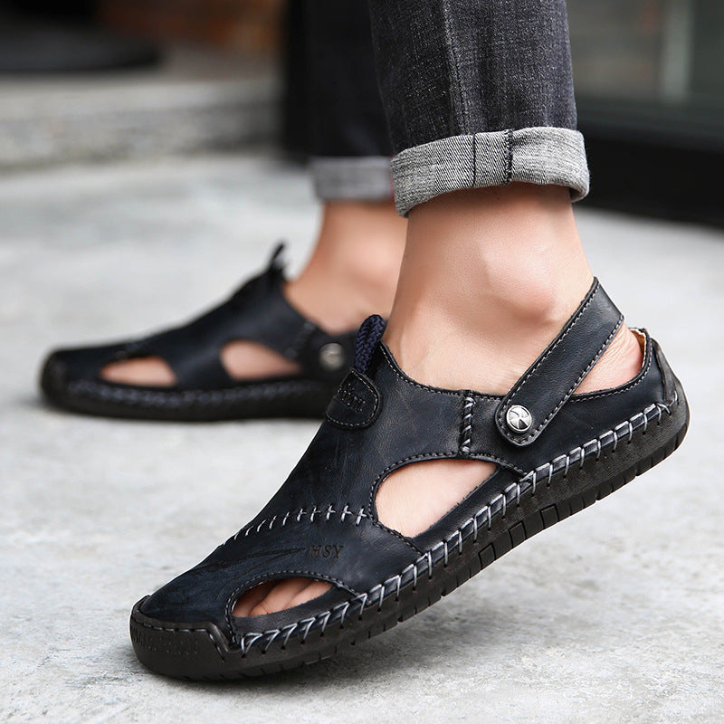 Men's Closed Toe Sandals Summer Adjustable Slides Slippers Fashion Beach Shoes