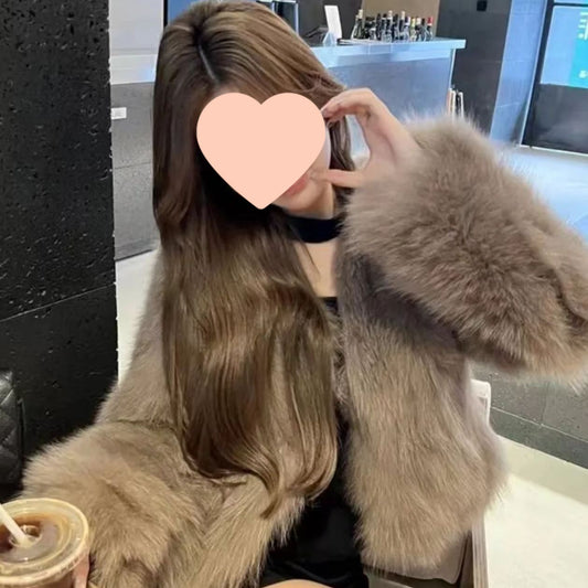 Korean-style Fluffy Womens All-match Winter Coat