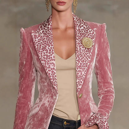 Long-sleeve Lapel Digital Print Top Small Suit