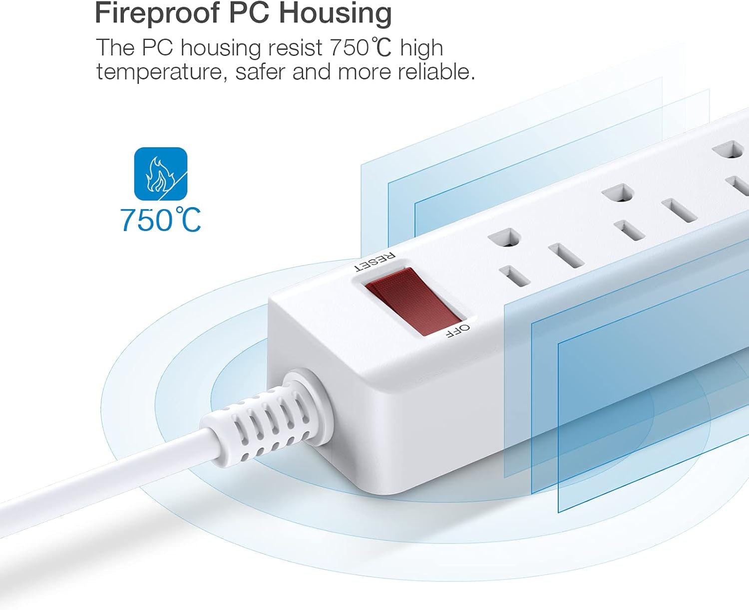 Power Strip 3 Outlets with 3 Fast Charging USB Ports, 5Ft Extension Cord with USB Ports (5V/2.4AX3) for Indoor,1625W/13A (1 PCS)