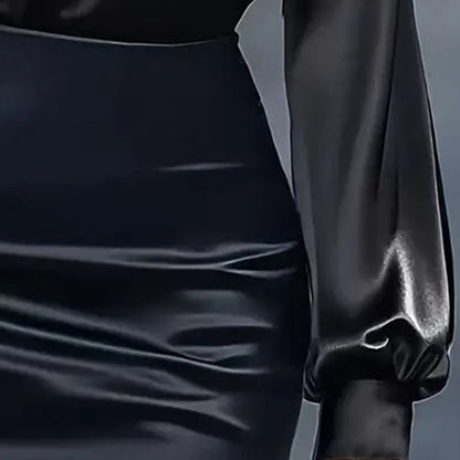 Women's Elegant Long Sleeve V-Neck Solid Color Relaxed Fit Solid Shirt, Business Casual Office Blouse For Fall