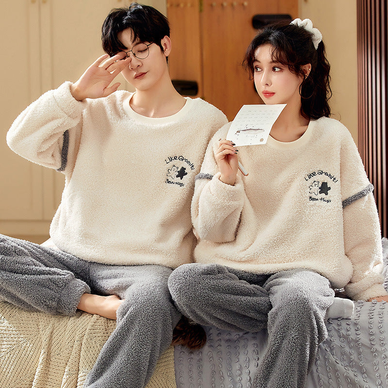 Coral Fleece Couple Household Velvet Pajamas