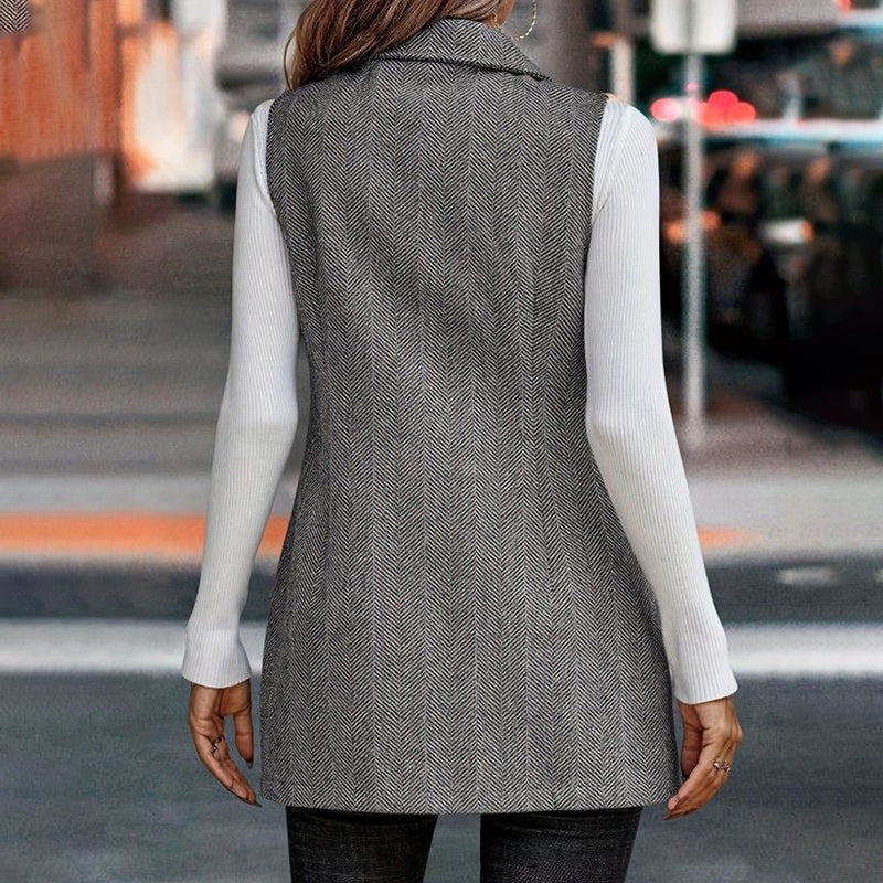 Women's Sleeveless Blazer Vest, Trendy Fall Winter Business Casual Cardigan