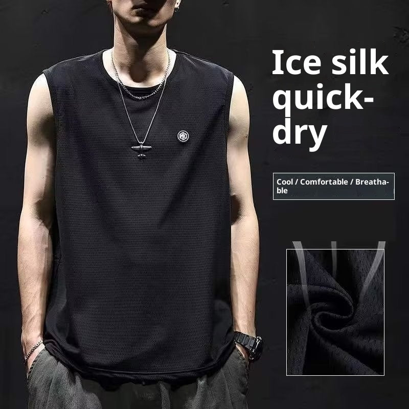 Ice Silk Quick-dry Men's Vest Loose Casual Sleeveless T-shirt