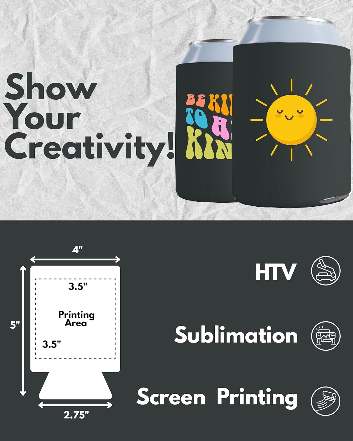 25 Pack Charcoal Blank Can Cooler Sleeves, Customizable Bulk Insulated Foam for Beer, Collapsible Plain Drink Holder, Cold Soda Insulator, 12Oz Regular, 16Oz Tall Cans