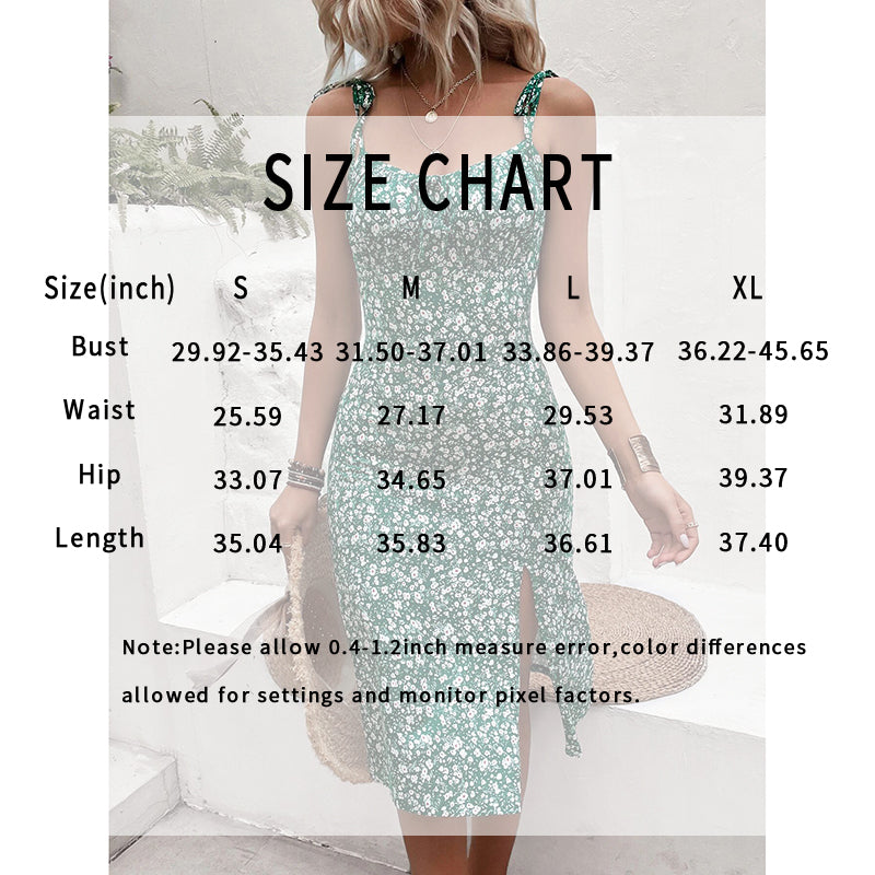 Women's Floral Print Tie Shoulder Split Thigh Sleeveless Boho Cami Dress