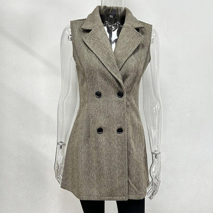 Women's Sleeveless Blazer Vest, Trendy Fall Winter Business Casual Cardigan