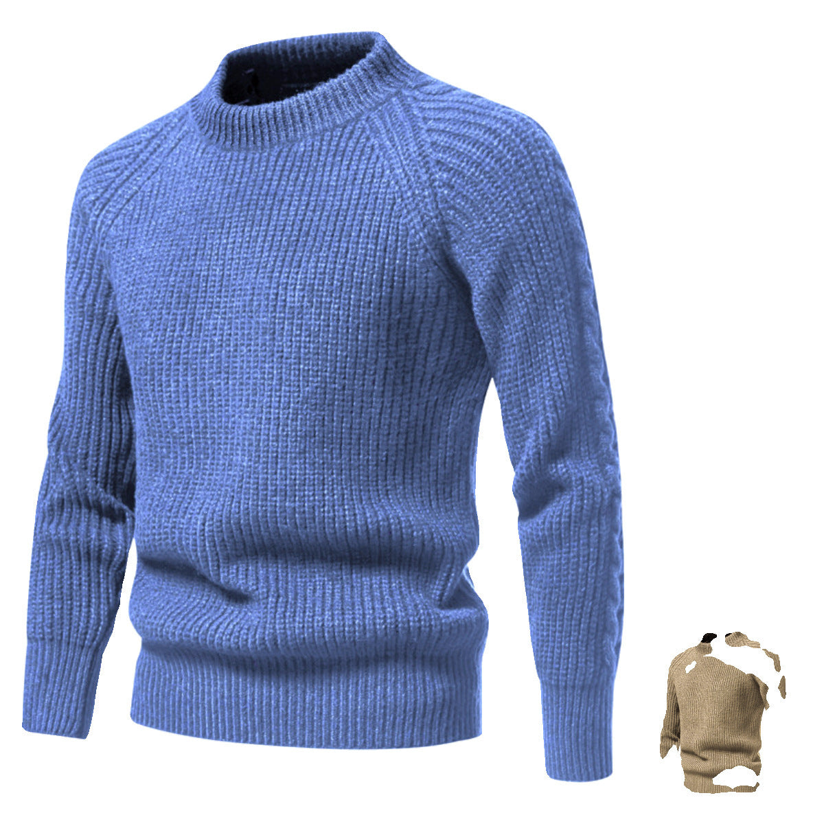 Men's Solid Color Round Neck Sweater
