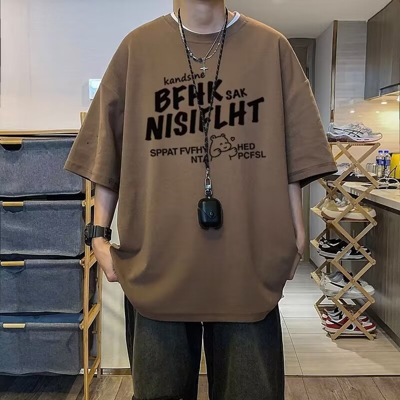 American Vintage Men's Pure Cotton Short-sleeved Loose Half-sleeve T-shirt