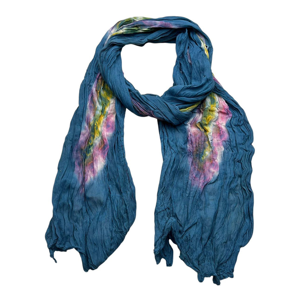 Turquoise Tie-Dye Cotton Scarf,Crinkle Soft And Breathable Scarf ,vacation,daily Life,evening Party,Office Appropriate Subtlety For Women Men