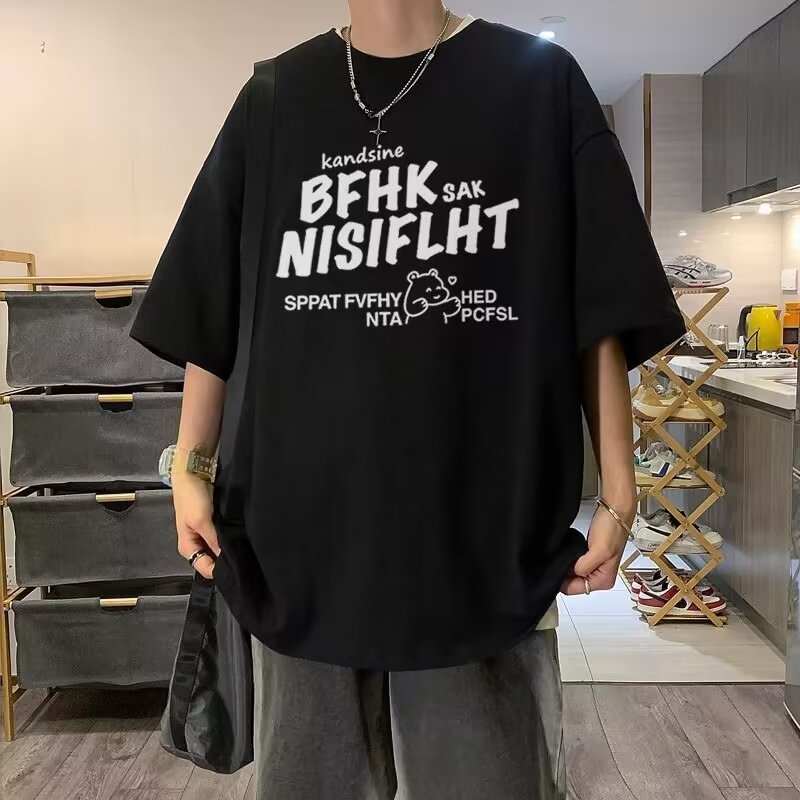 American Vintage Men's Pure Cotton Short-sleeved Loose Half-sleeve T-shirt