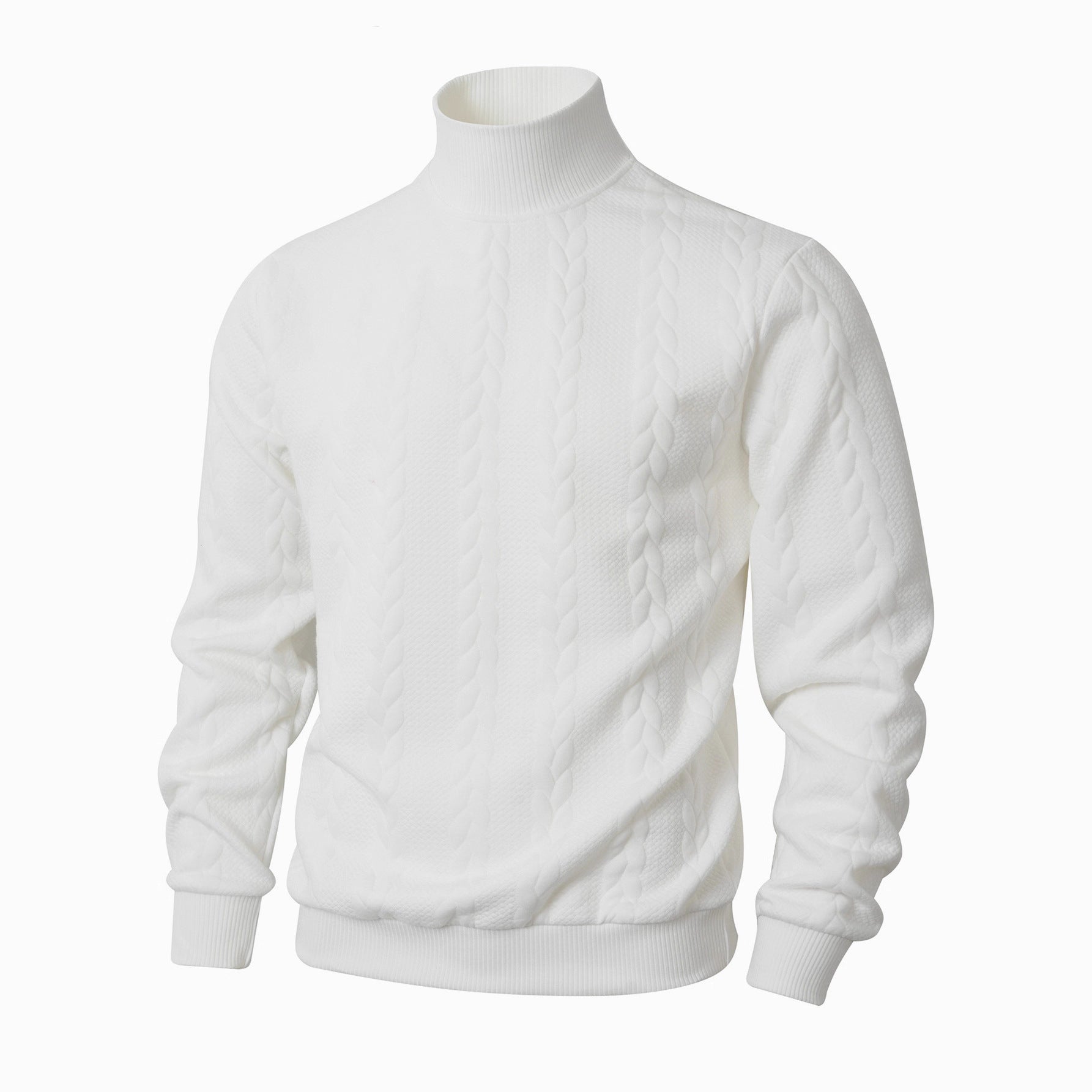 Knitted Solid Color Men's Fashion Jacquard High Collar Warm Sweater