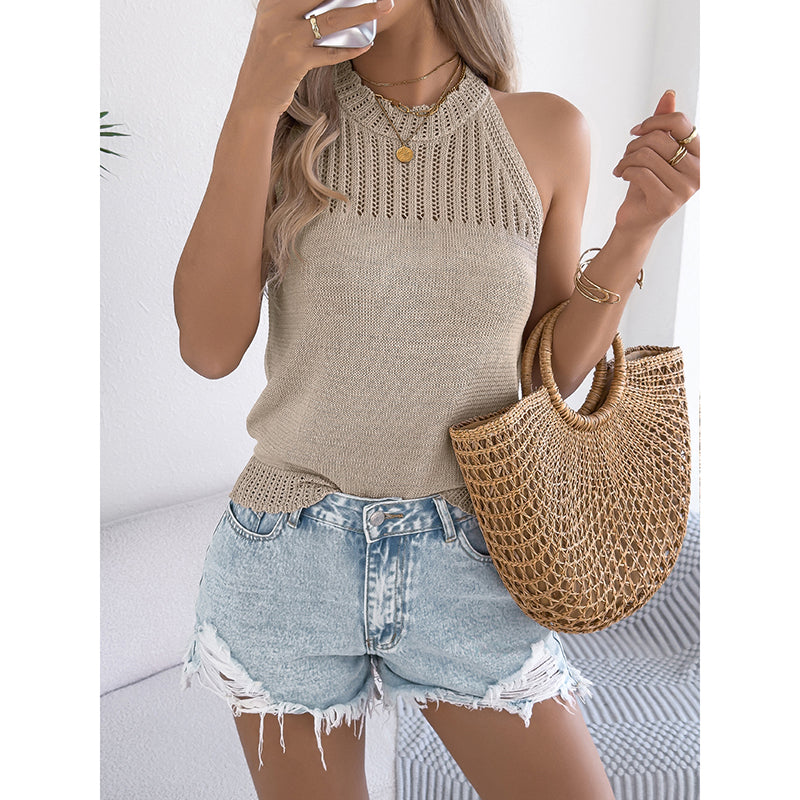 Women's Summer Halter Tank Tops Sleeveless Casual Racerback Knit Sweater Vest