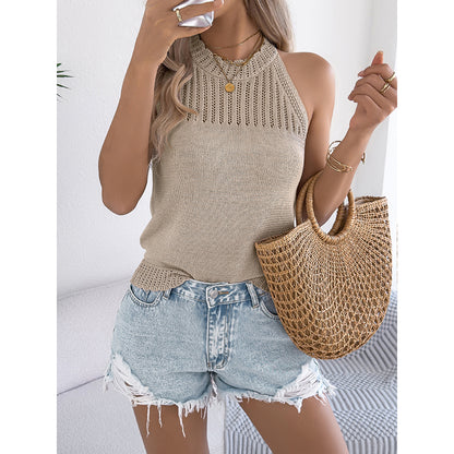 Women's Summer Halter Tank Tops Sleeveless Casual Racerback Knit Sweater Vest