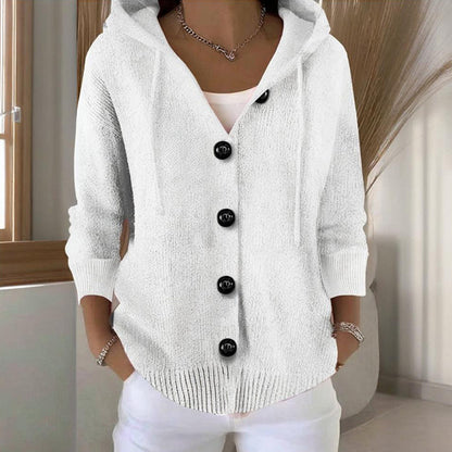 Women's Button Down Hoodie Cardigan, Long Sleeve Open Front Sweater Coat For Fall Winter