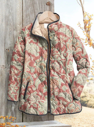 Womens Stylish Cotton-padded Coat With A Printed Design