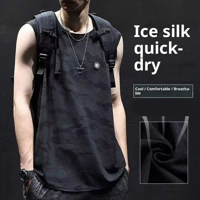 Ice Silk Quick-dry Men's Vest Loose Casual Sleeveless T-shirt