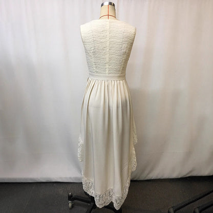 Women's Sleeveless Lace Floral Hollow Out Dress - Elegant Boho Beach Wedding & Evening Party Dress