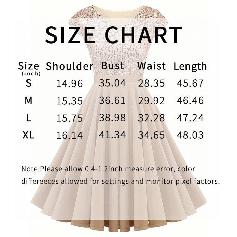 Women's Elegant Sequin V Neck Cap Sleeves Pleated Evening Cocktail Dress