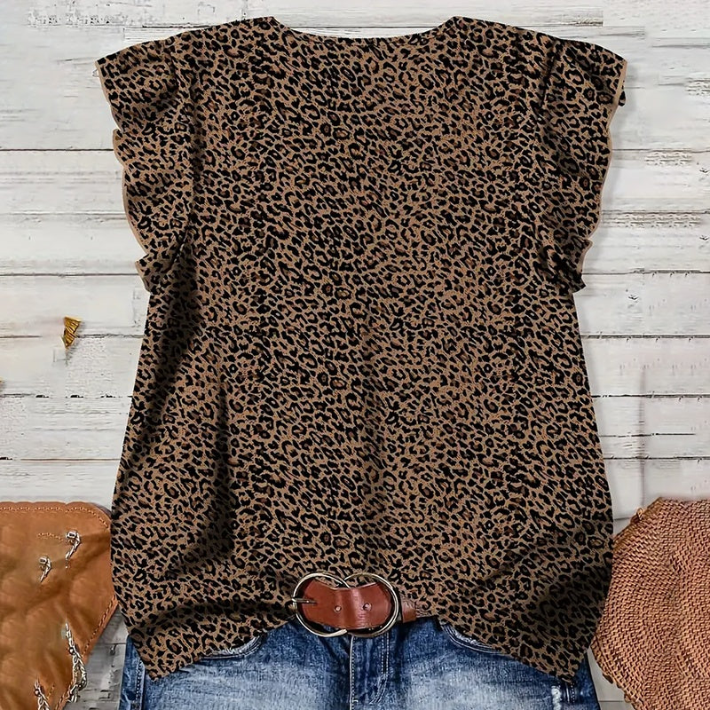 Womens Ruffle Short Sleeve Tops V Neck Button Down Shirts Dressy Casual Tunic Blouses