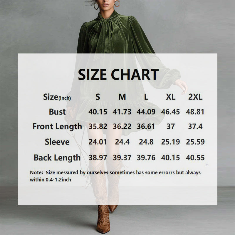 Women's Elegant Solid Color Bow Tie Dress With Puff Sleeves & Asymmetric Ruffle Hem, Loose Fit Short Dress For Spring Autumn
