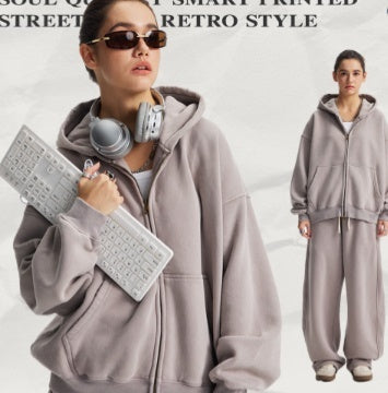 Men's Washed Sports And Leisure Hooded Zipper Jacket