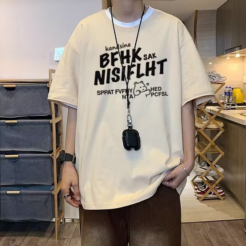 American Vintage Men's Pure Cotton Short-sleeved Loose Half-sleeve T-shirt