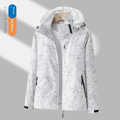 Women's Minimalist Printed Waterproof Outdoor Jacket