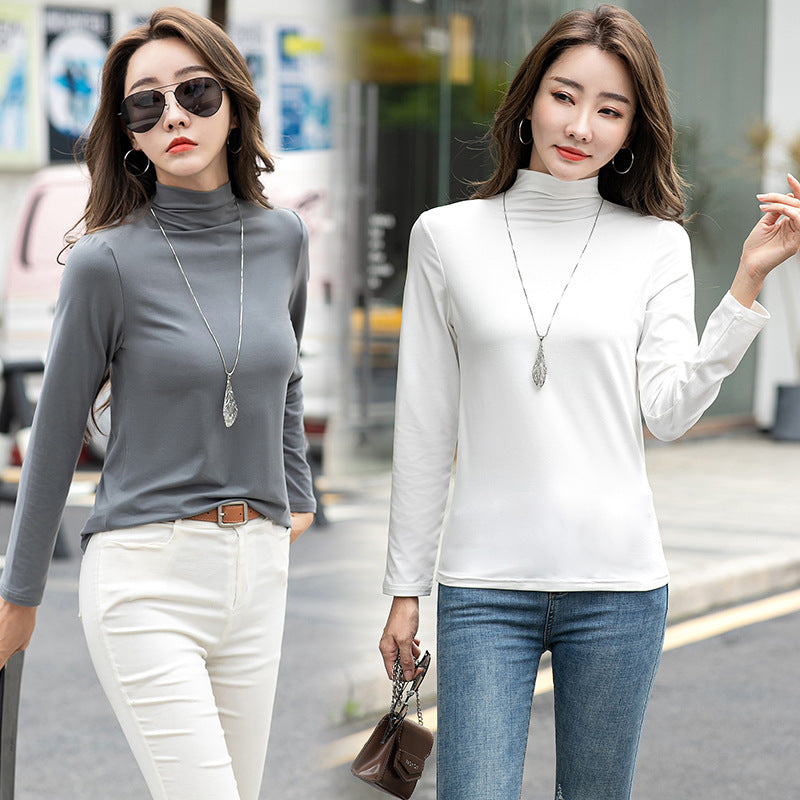 Fleece-lined T-shirt Versatile Style Stylish Base Top For Any Look