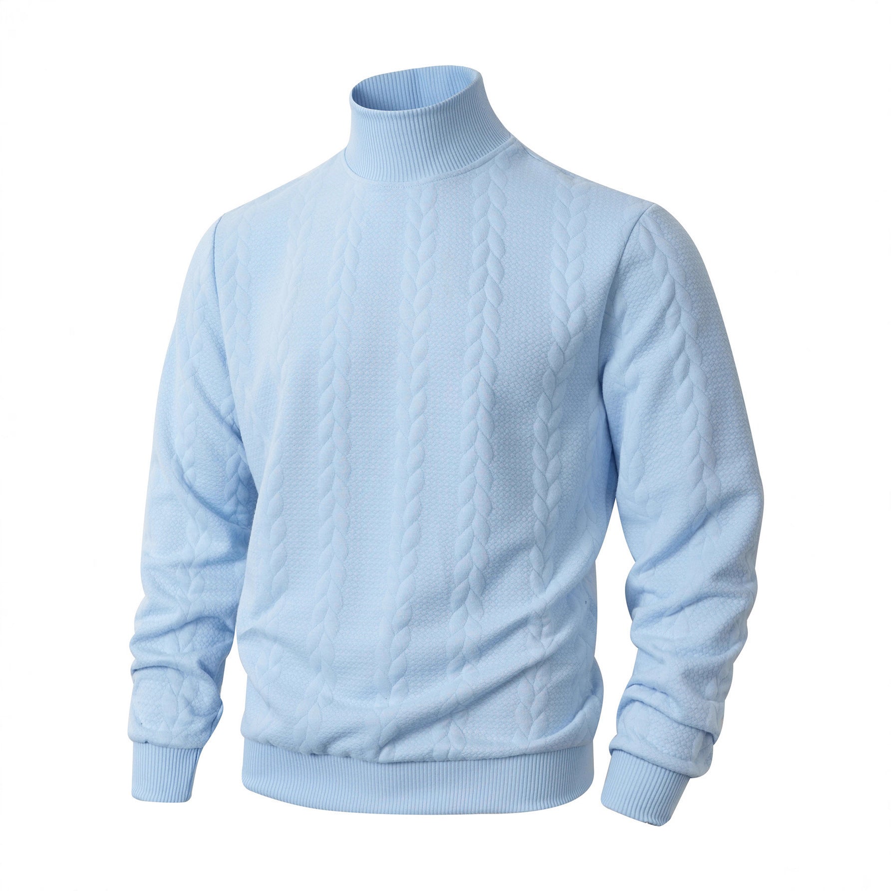 Knitted Solid Color Men's Fashion Jacquard High Collar Warm Sweater