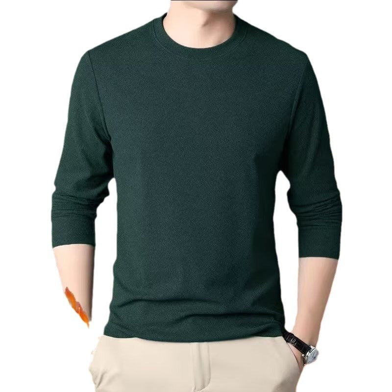 Warm Round-neck Men's Solid Color Double-sided Fleece Long-sleeved Top