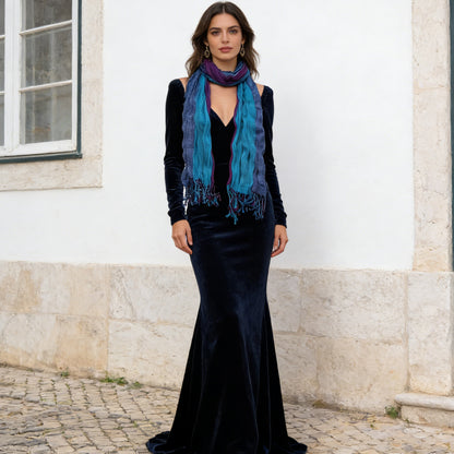 Sky Blue Dyed Crinkle Scarf,vacation,daily Life,evening Party,Office Appropriate Subtlety For Women Men,for Casual Outfits