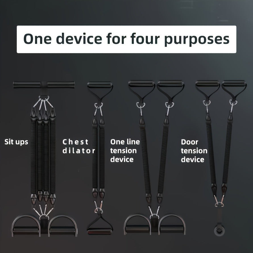 A Set Of Adjustable Resistance Tension Bands With Foot Pedals And Handles, High Resistance Level, Anti Fall, Suitable For Fitness Training, Body Stretching, And Abdominal Muscle Exercises