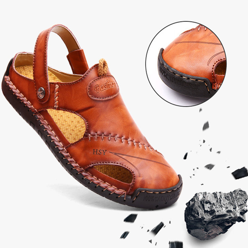Men's Closed Toe Sandals Summer Adjustable Slides Slippers Fashion Beach Shoes