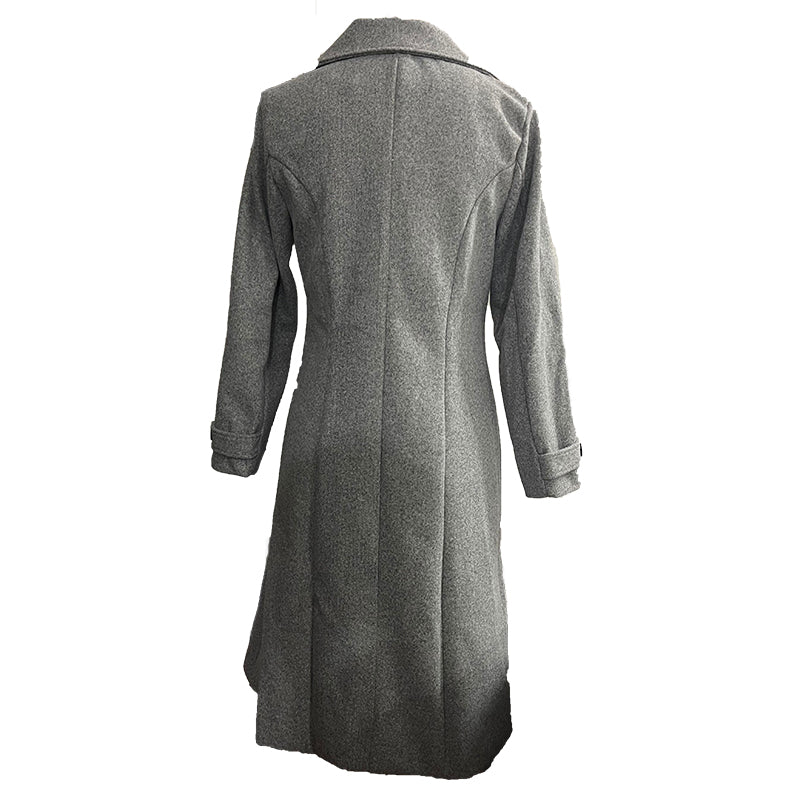 Women's Fall Winter Double Breasted Wool Coat Long Sleeve Notch Lapel Midi Long Trench Coat