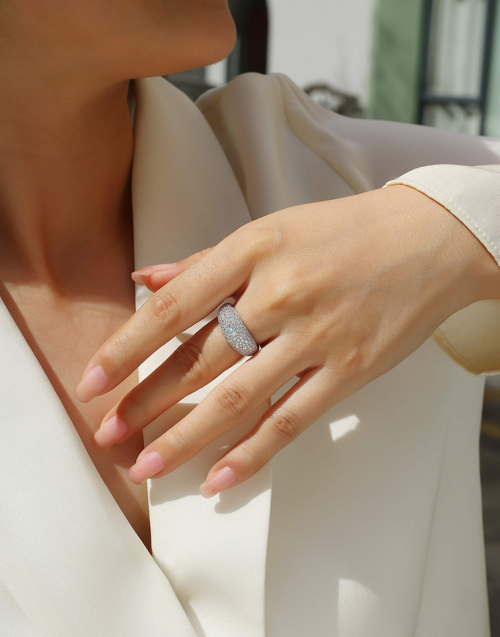 Moonlit Night Stars - A Fashionable Diamond Jewelry Piece Set With Moissanite S925 Sterling Silver And Platinum Diamond Ring