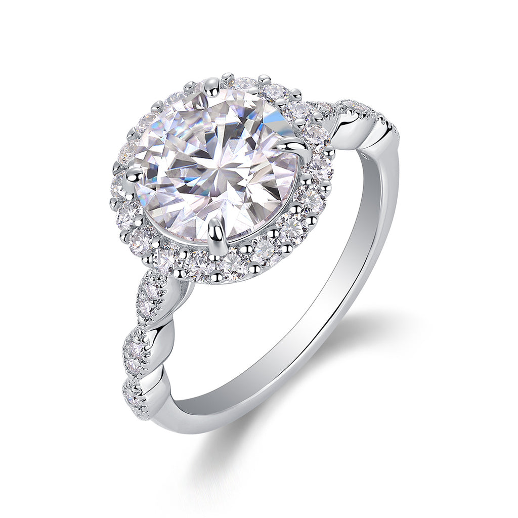 Starlight Shining - A Fashionable Jewelry Ring Set With 3-carat Moissanite S925 Sterling Silver And Platinum-plated Diamond