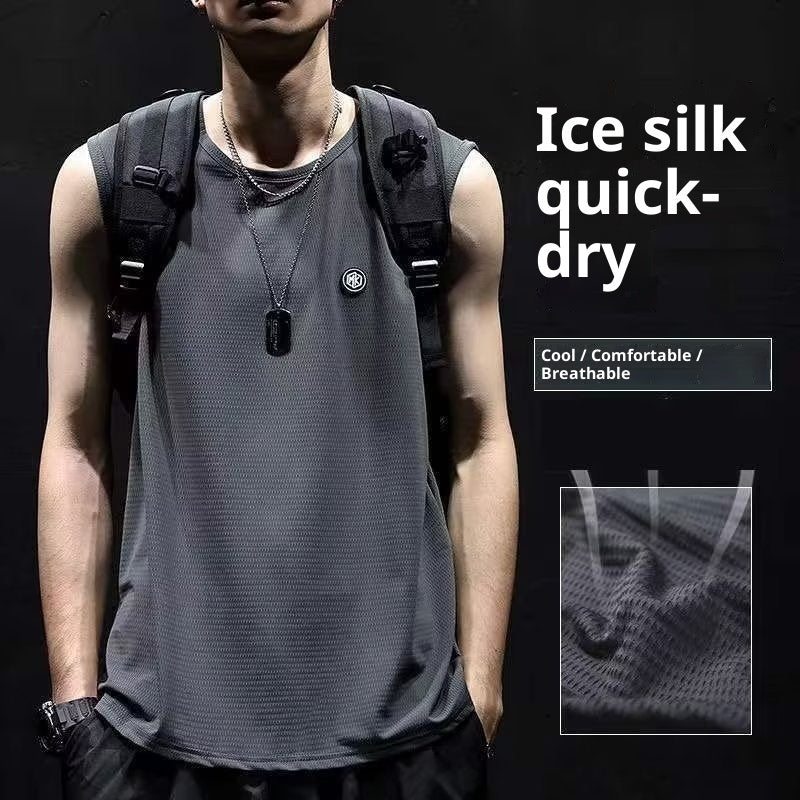 Ice Silk Quick-dry Men's Vest Loose Casual Sleeveless T-shirt