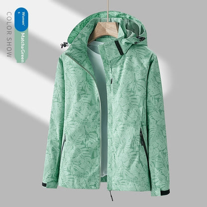 Women's Minimalist Printed Waterproof Outdoor Jacket
