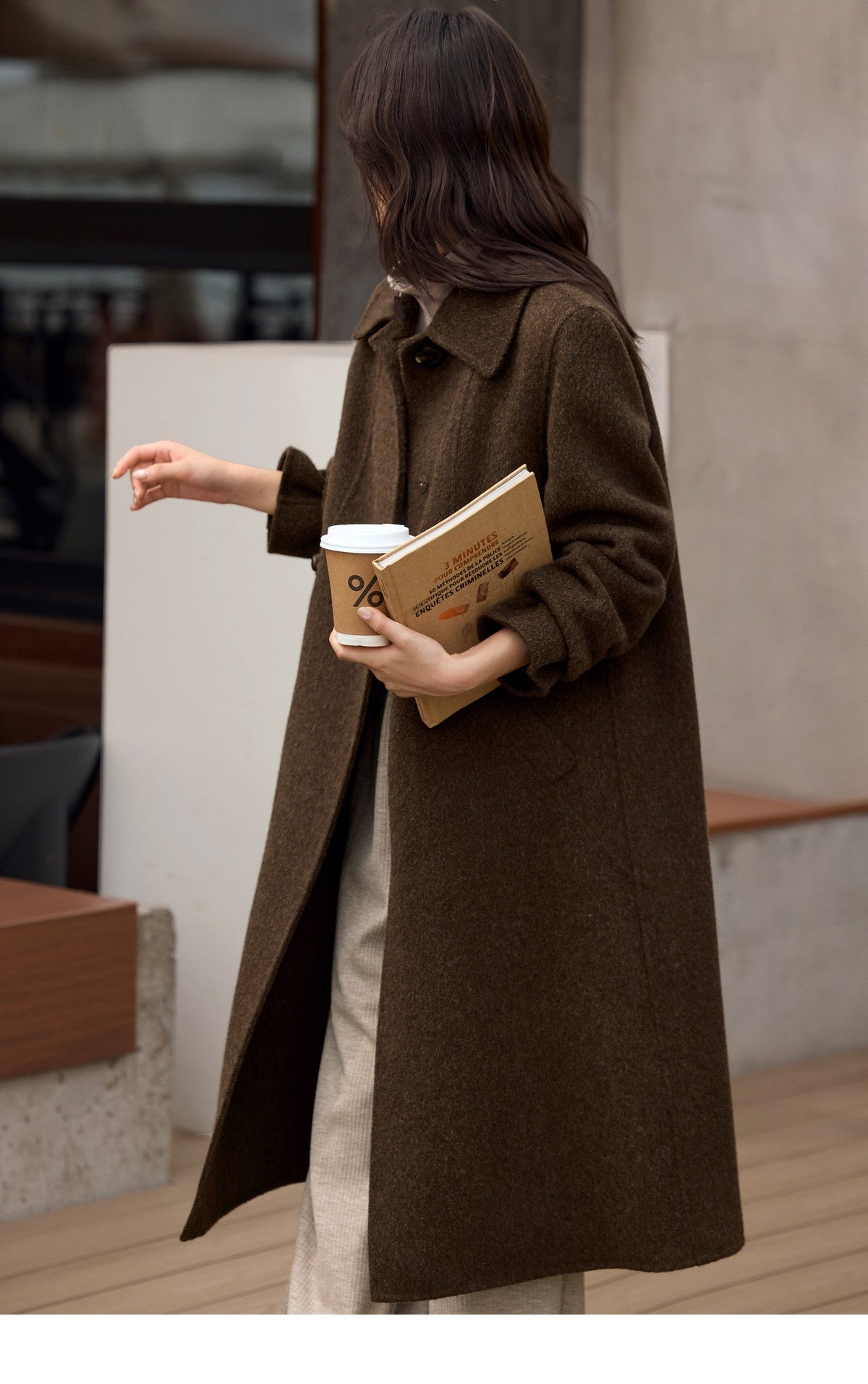 Elegant Small Lapel Double-faced Wool Mid-length Coat